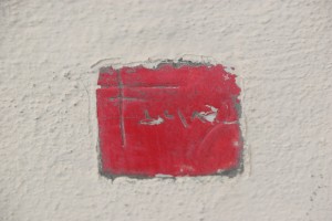 Wright's signature title embedded in wall